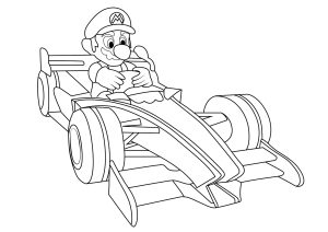 Mario en su coche de carreras