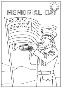 Trompetista militar rindiendo homenaje a los soldados caídos.