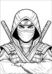 Ninja de ojos afilados con dos Nunchakus