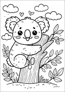 Simpático Koala En El Tronco De Un árbol