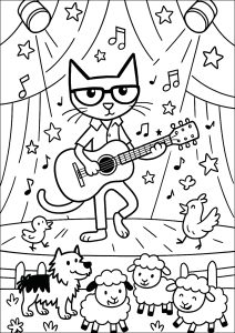 Dibujos para colorear para niños gratis de pete el gato