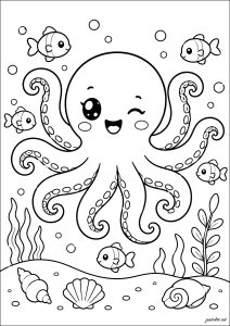 Pulpo alegre y bonitos Piscis
