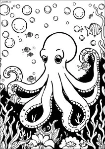 Pulpo Rodeado De Pececillos