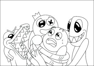 Divertidos Personajes De Rainbow Friends Para Colorear