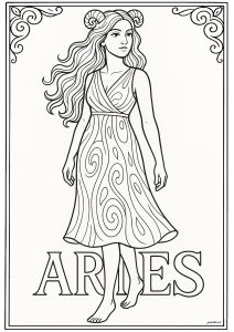 Signo del aries (aries) representado por una mujer