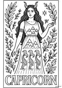 Signo de capricornio (capricornio) representado por una mujer