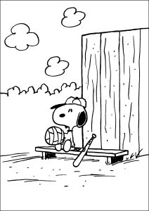 Snoopy listo para jugar un partido de béisbol
