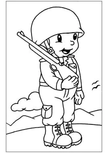 Dibujo Para Colorear De Un Soldado