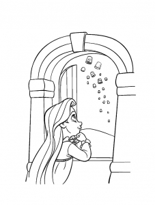 Simple Dibujos para colorear de Tangled Rapunzel para imprimir y colorear