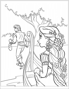 Dibujos para colorear gratis de Tangled Rapunzel para imprimir y colorear