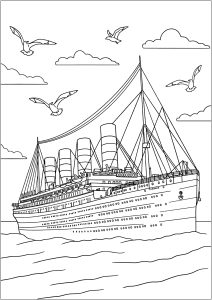 Magnífico dibujo del Titanic, muy detallado
