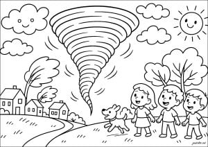 Dibujos para colorear gratis de tornado para imprimir