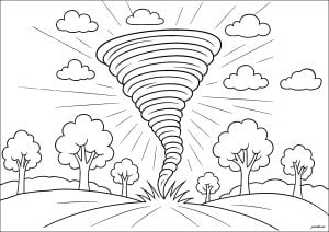Página para colorear tornado estilo vector