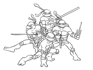 Dibujo Gratis De Tortugas Ninja Para Imprimir Y Colorear