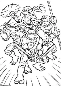 Las Cuatro Tortugas Ninja En Acción