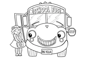 Un Bonito Autobús Escolar Y Una Pequeña Colegiala
