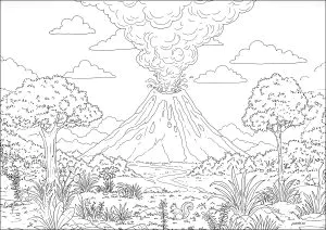 Volcán escupiendo lava