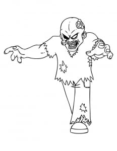 Dibujo gratis de zombie para imprimir y colorear