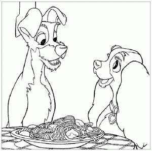 Dessin De A Senhora E O Vagabundo Gratuit à Télécharger Et Colorier
