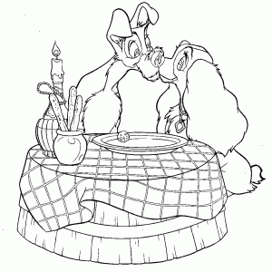 Dessin De A Senhora E O Vagabundo Gratuit à Imprimer Et Colorier