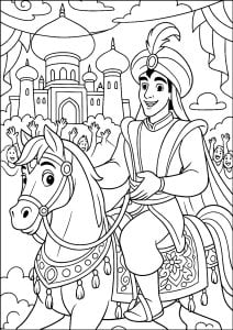 Desenhos para colorir para crianças gratuitos de aladin e jasmine