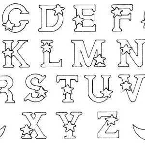 Belo Alfabeto Para Colorir, Com Letras Estreladas