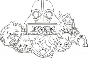 Desenhos para colorir de Angry Birds Star Wars para descarregar