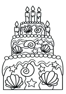 Colorir Um Bolo De Aniversário Com Motivos Marinhos