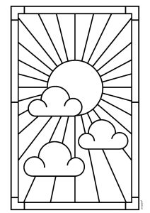Sol e nuvens e motivos Art Déco