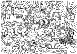 Desenhos para colorir para crianças gratuitos de arte-doodle