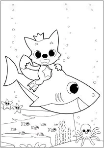 Pinkfong num tubarão