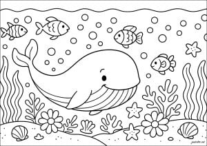 Desenhos para colorir de baleias para imprimir