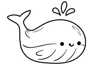 Baleia Bonita Desenhada Em Estilo Kawaii