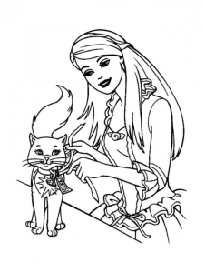 Barbie e gatinha para colorir - Imprimir Desenhos