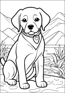 Cão Em Frente A Uma Paisagem De Montanha