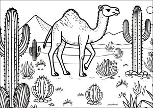 Dromedário E Cato No Deserto
