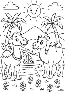 Desenhos para colorir de camelos e dromedários gratuitos para crianças