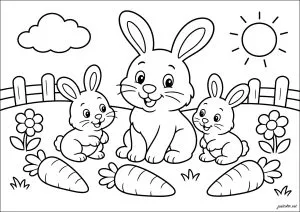 Feliz família de Coelhos adoráveis