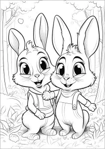 Dois pequenos coelhos na floresta   2