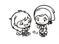 2 personagens do jogo de vídeo Cozinhando mamãe para colorir