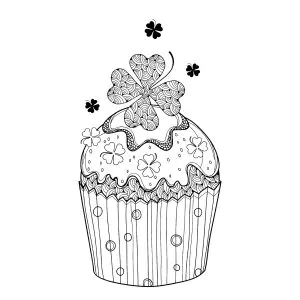 Um Cupcake Com Um Trevo De Quatro Folhas