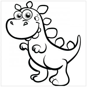 Desenho de dinossauro kawaii para colorir