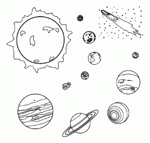 Espaço para colorir (planetas, galáxia...) para descarregar gratuitamente