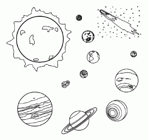 Espaço Para Colorir  Planetas, Galáxia...  Para Descarregar Gratuitamente
