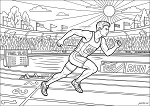 Corredor em uma pista de atletismo