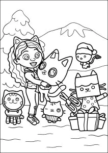 Personagens Da Gabby S Dollhouse Numa Paisagem De Neve