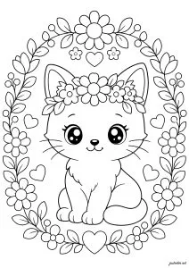 Gatinho Encantador e Coroa Floral