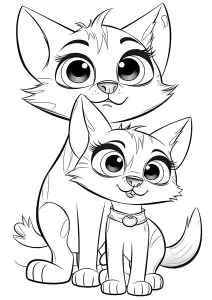Dois Gatos Bonitos E Fáceis De Colorir