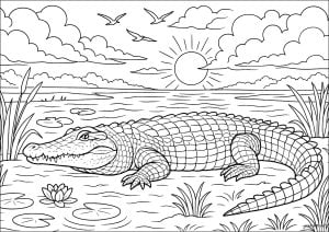 Desenhos para colorir de crocodilo gratuitos para crianças