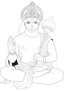 Desenho de Hanuman para colorir